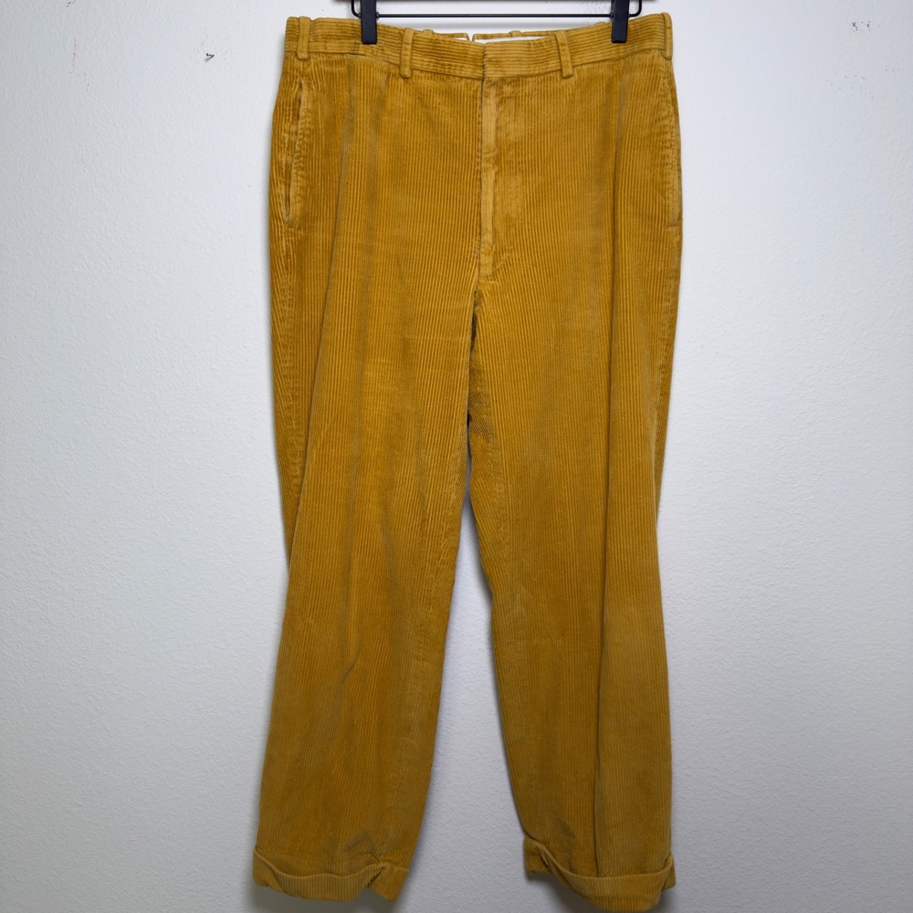 O'Connell's Men Cotton Corduroy Trousers 35x29 Gold Yellow Wide Wale USA Preppy